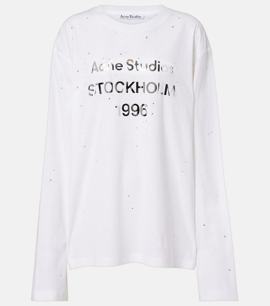 acne studios embellished logo cotton and hemp jersey t