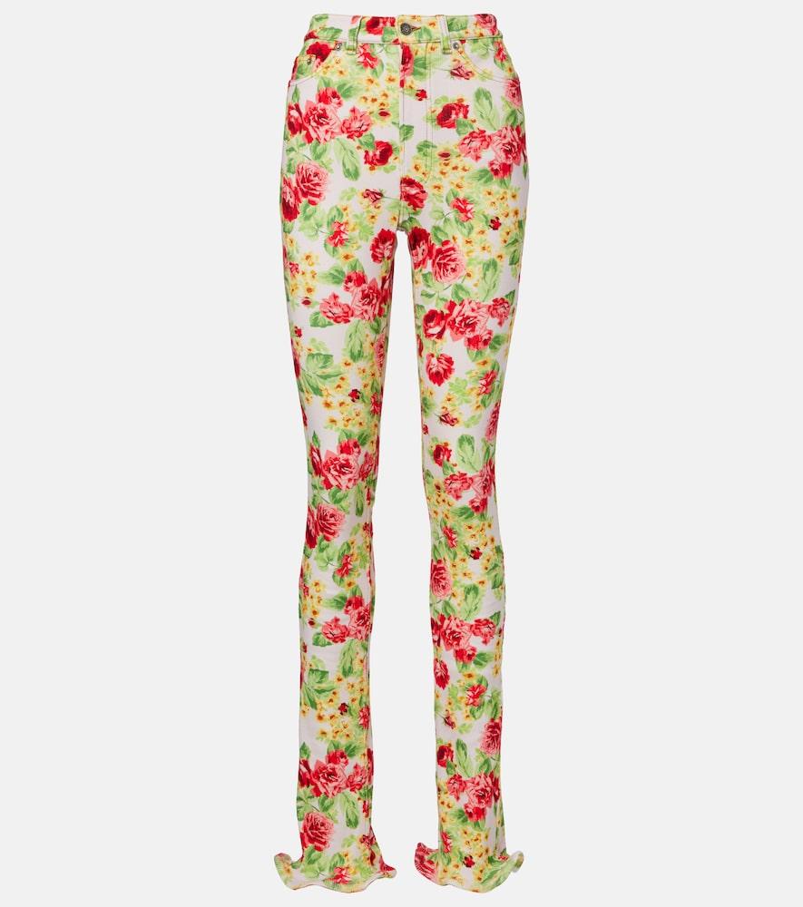 acne studios epetra floral ruffled slim jeans