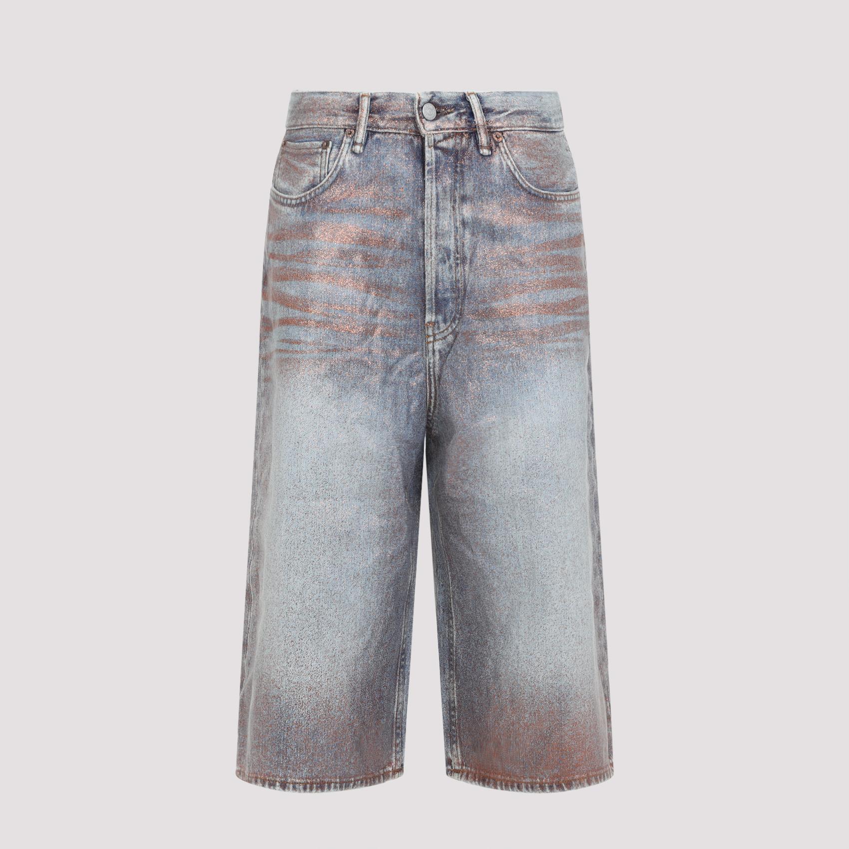 acne studios fn-ux-shor000044 shorts blue viscose cotton polyester pant - women