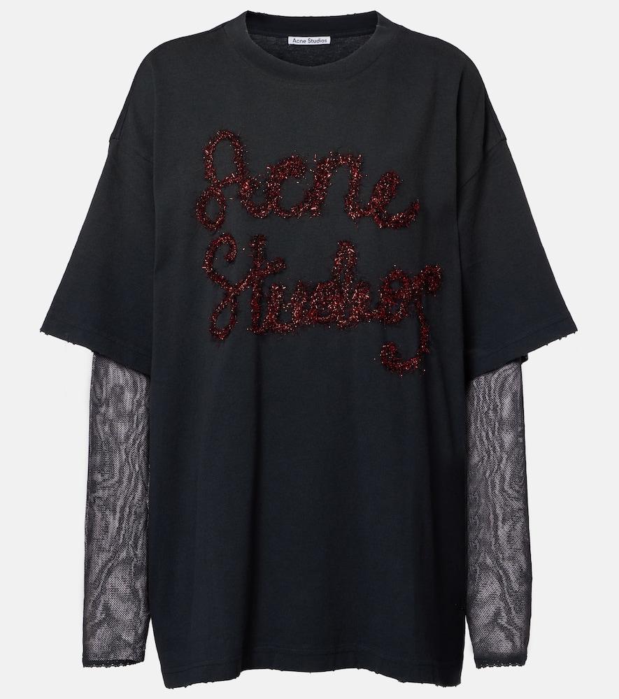 acne studios layered cotton jersey and mesh t