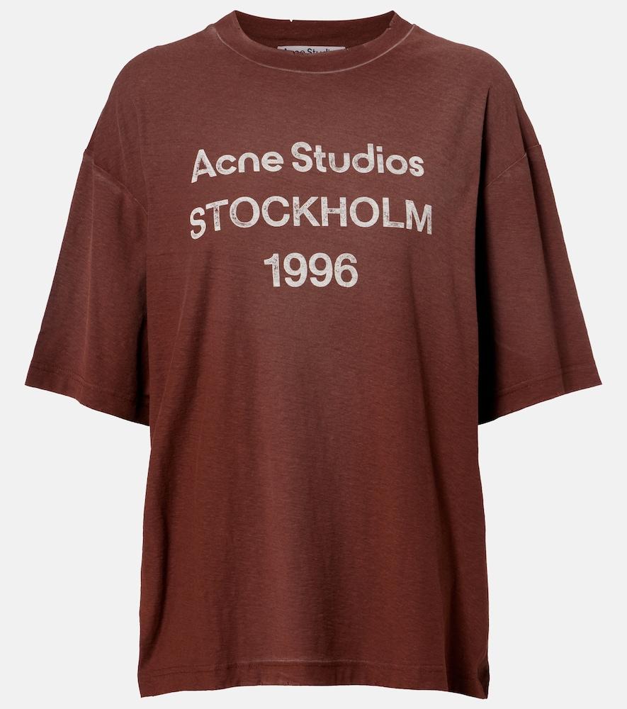 acne studios logo cotton and hemp jersey t