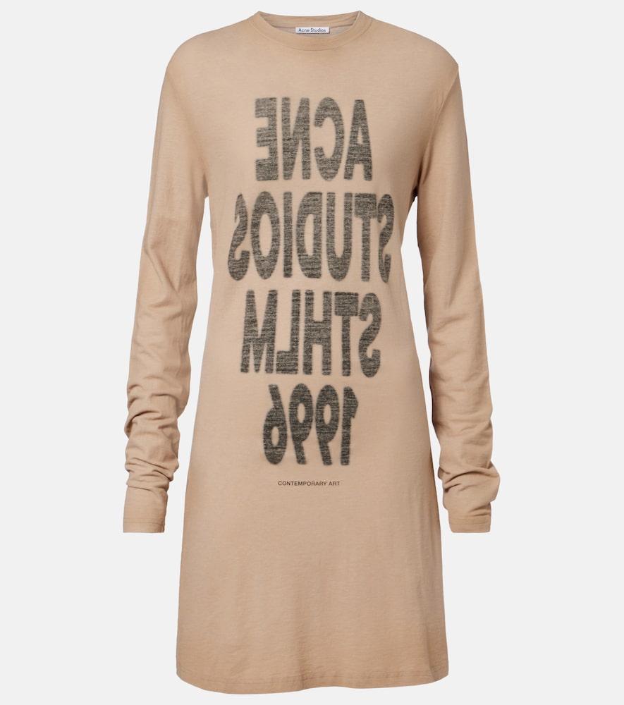 acne studios logo cotton jersey minidress