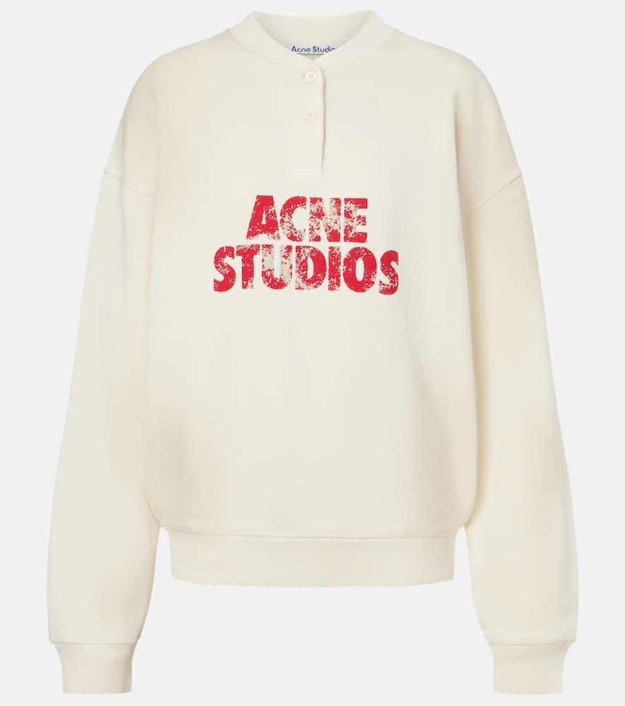 acne studios logo distressed cotton jersey sweatshirt