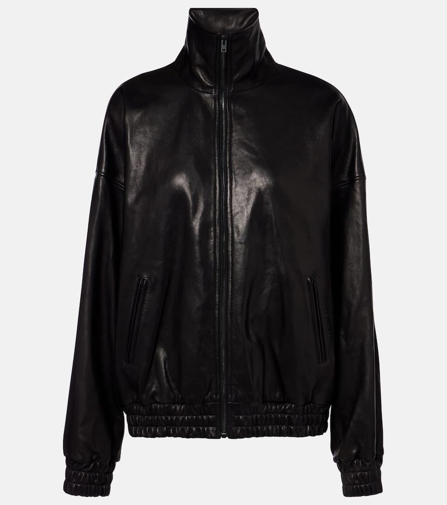 acne studios logo leather jacket
