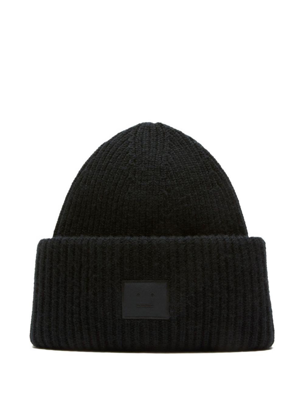 acne studios logo wool beanie
