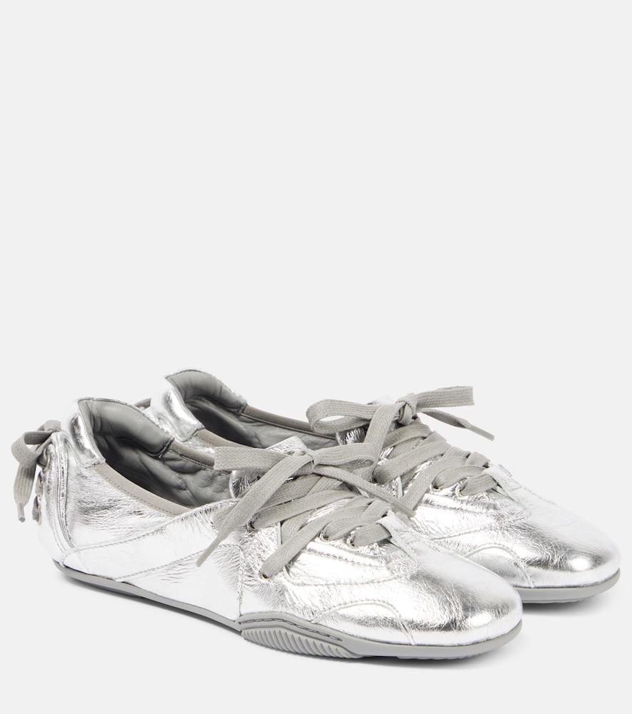acne studios metallic leather flats