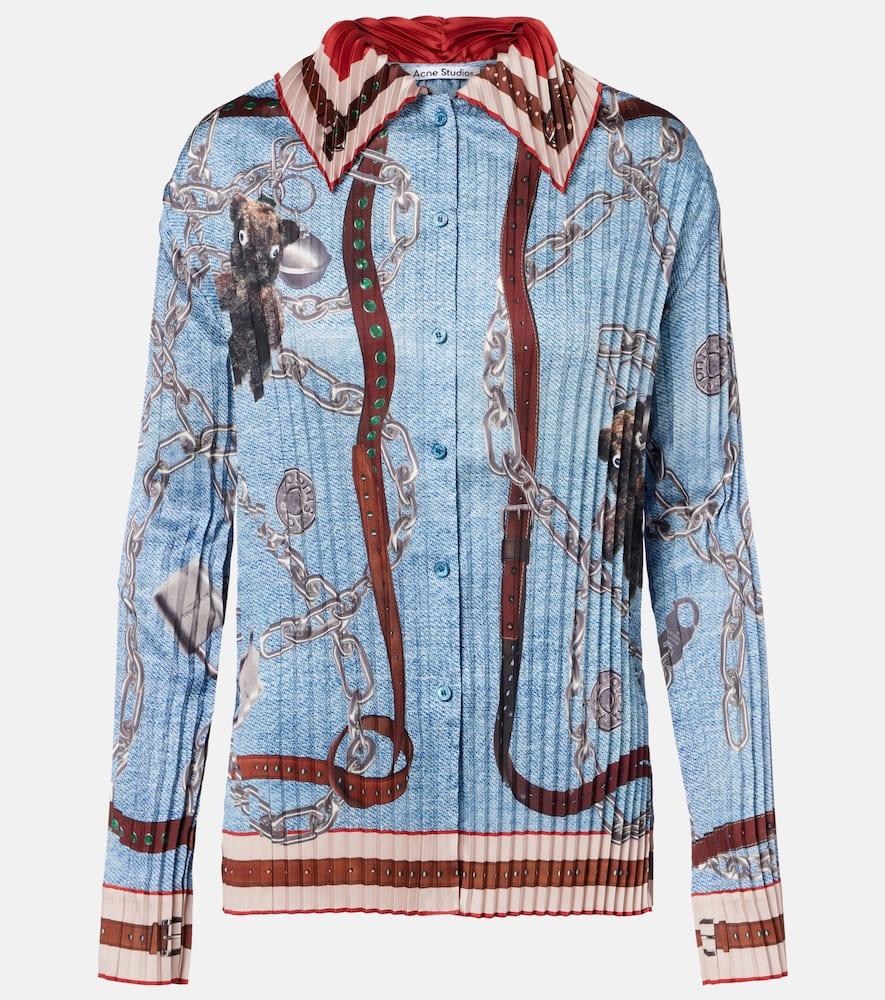 acne studios printed pleated trompe l'ail shirt