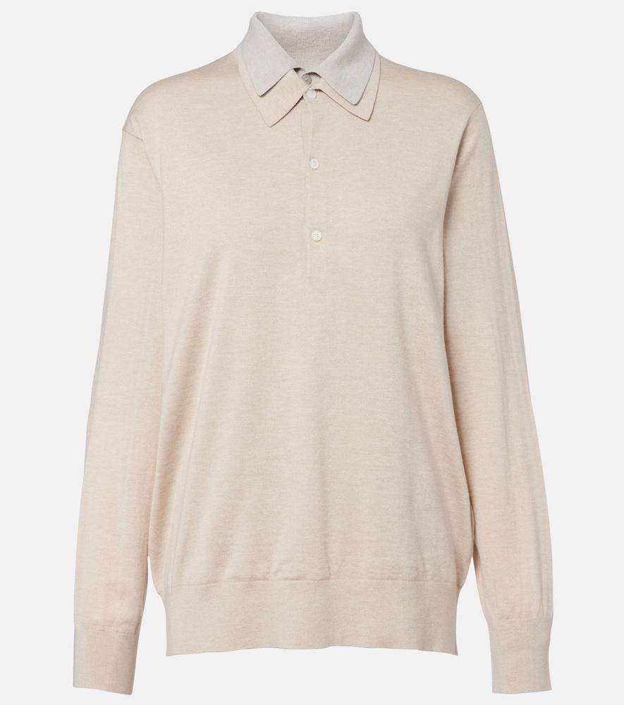 acne studios silk, wool, and cashmere polo sweater