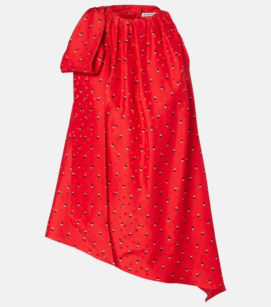 acne studios sombana printed asymmetric silk top