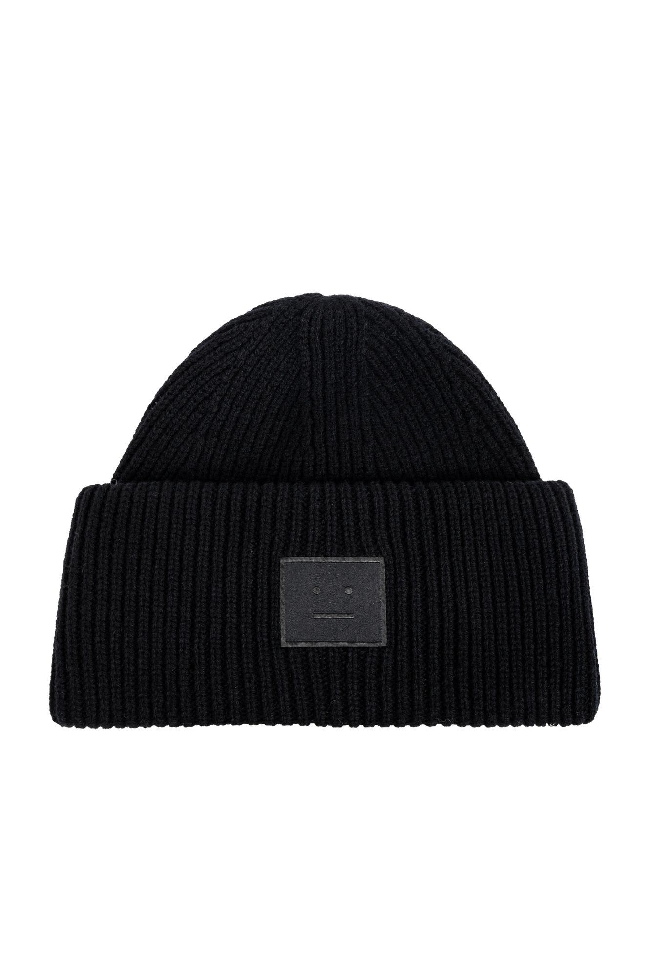 acne studios wool beanie with logo