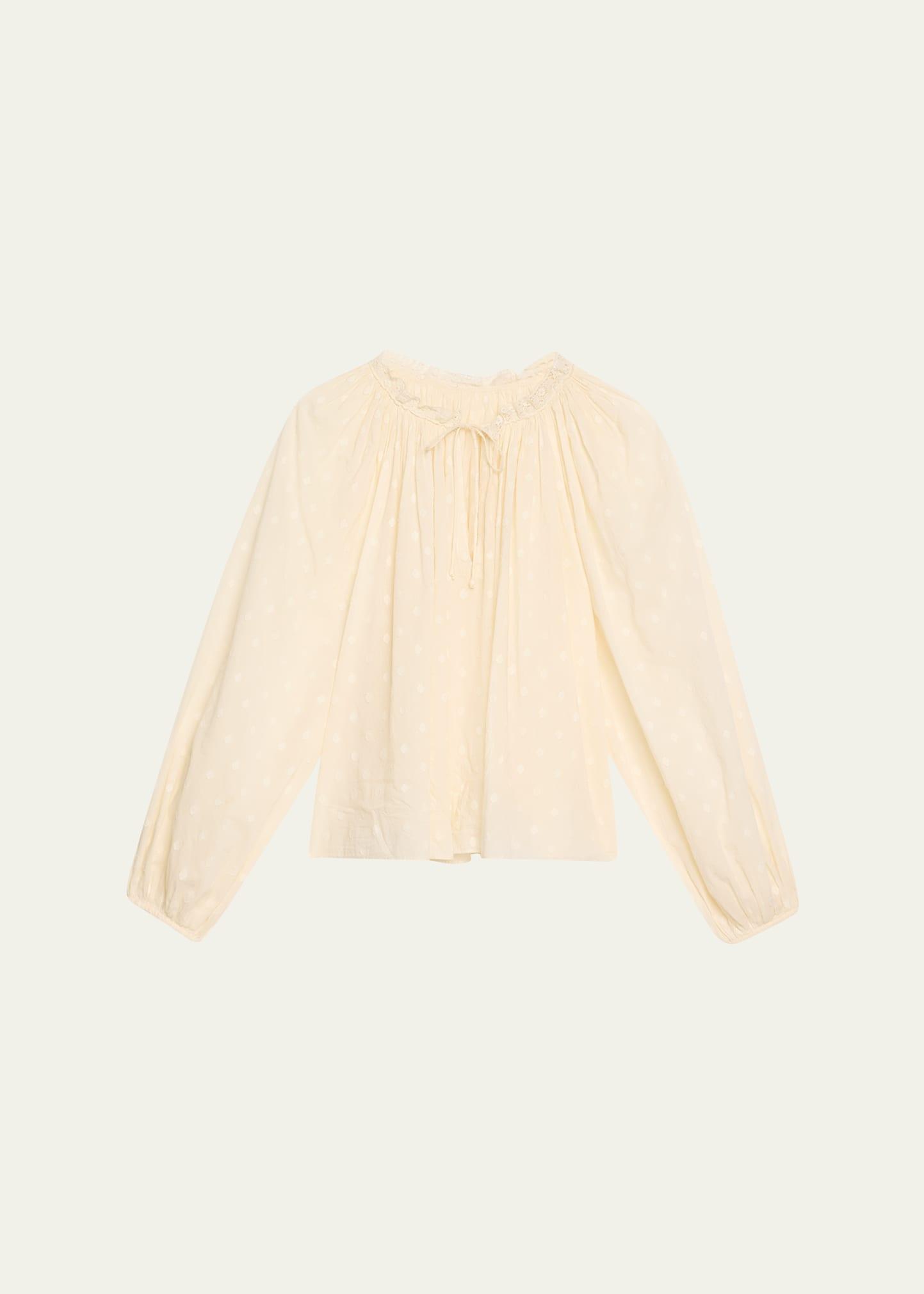 ada dot tie-neck blouse