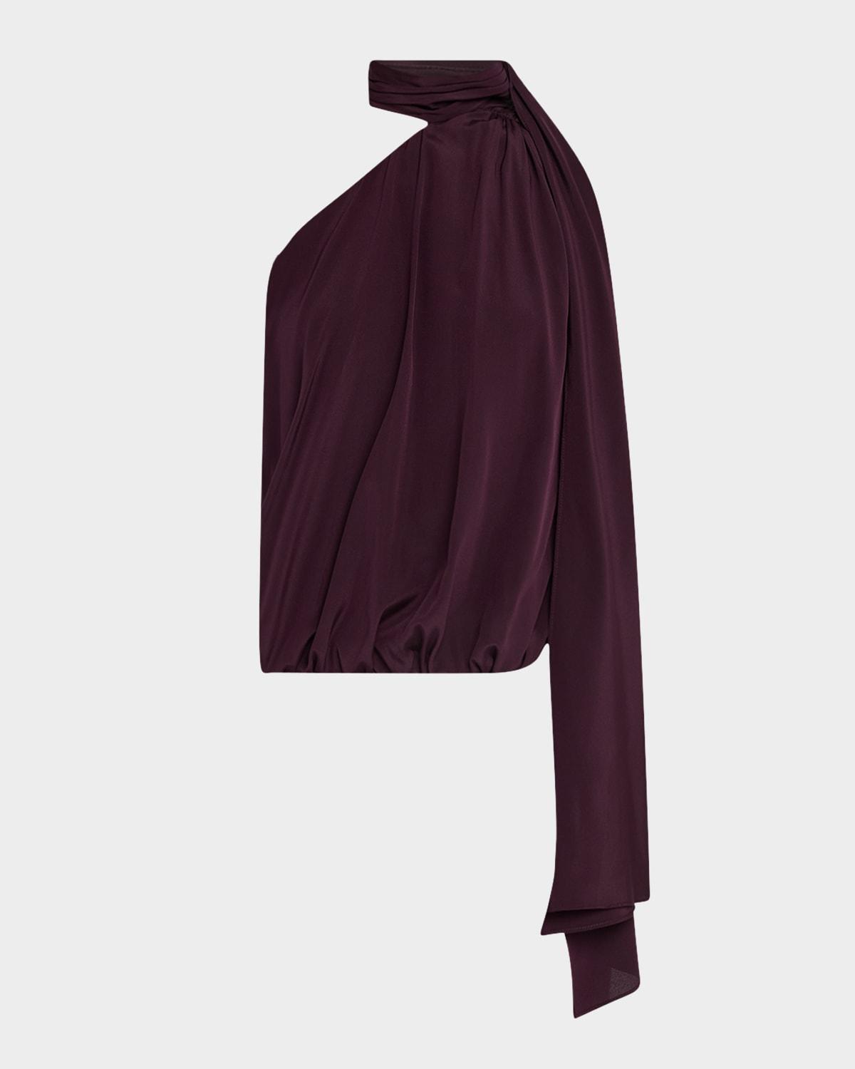 ada draped tie-neck silk top