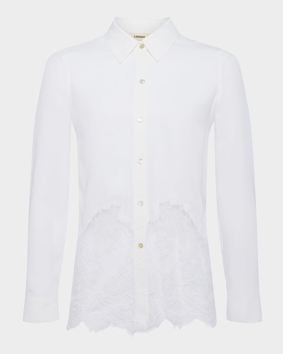 adalee lace inset satin blouse