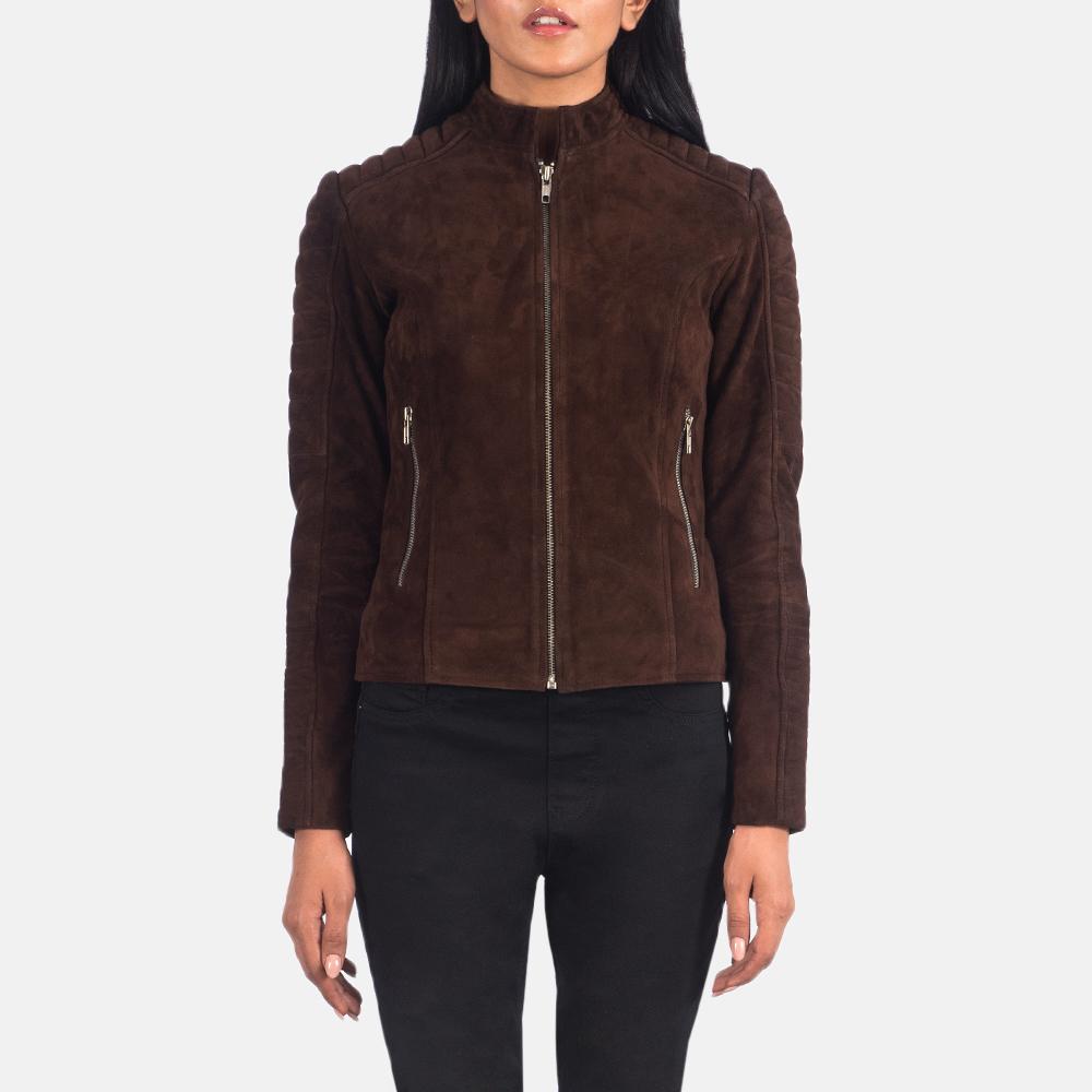 adalyn quilted mocha suede biker jacket
