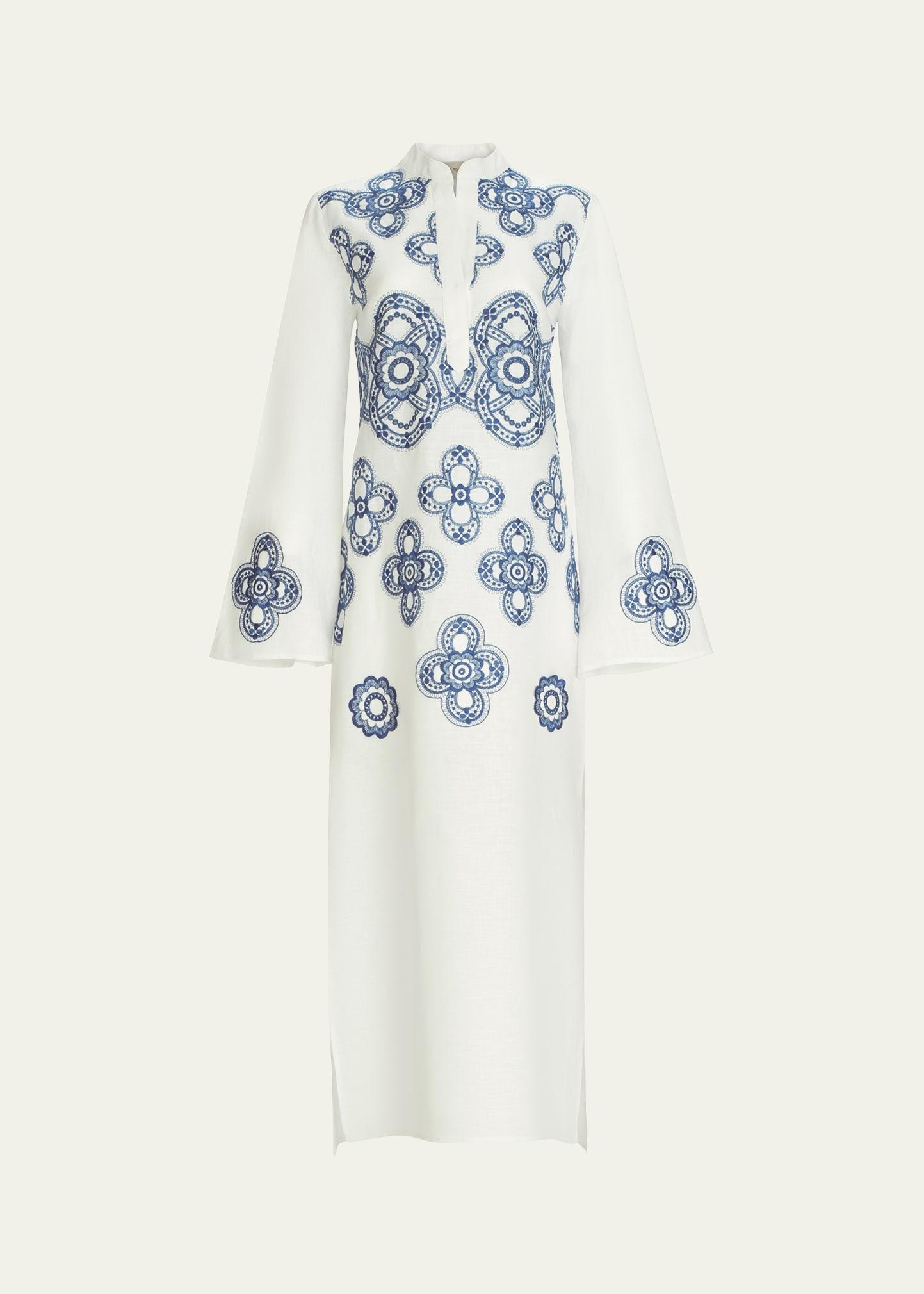 adalys geometric linen-cotton tunic dress