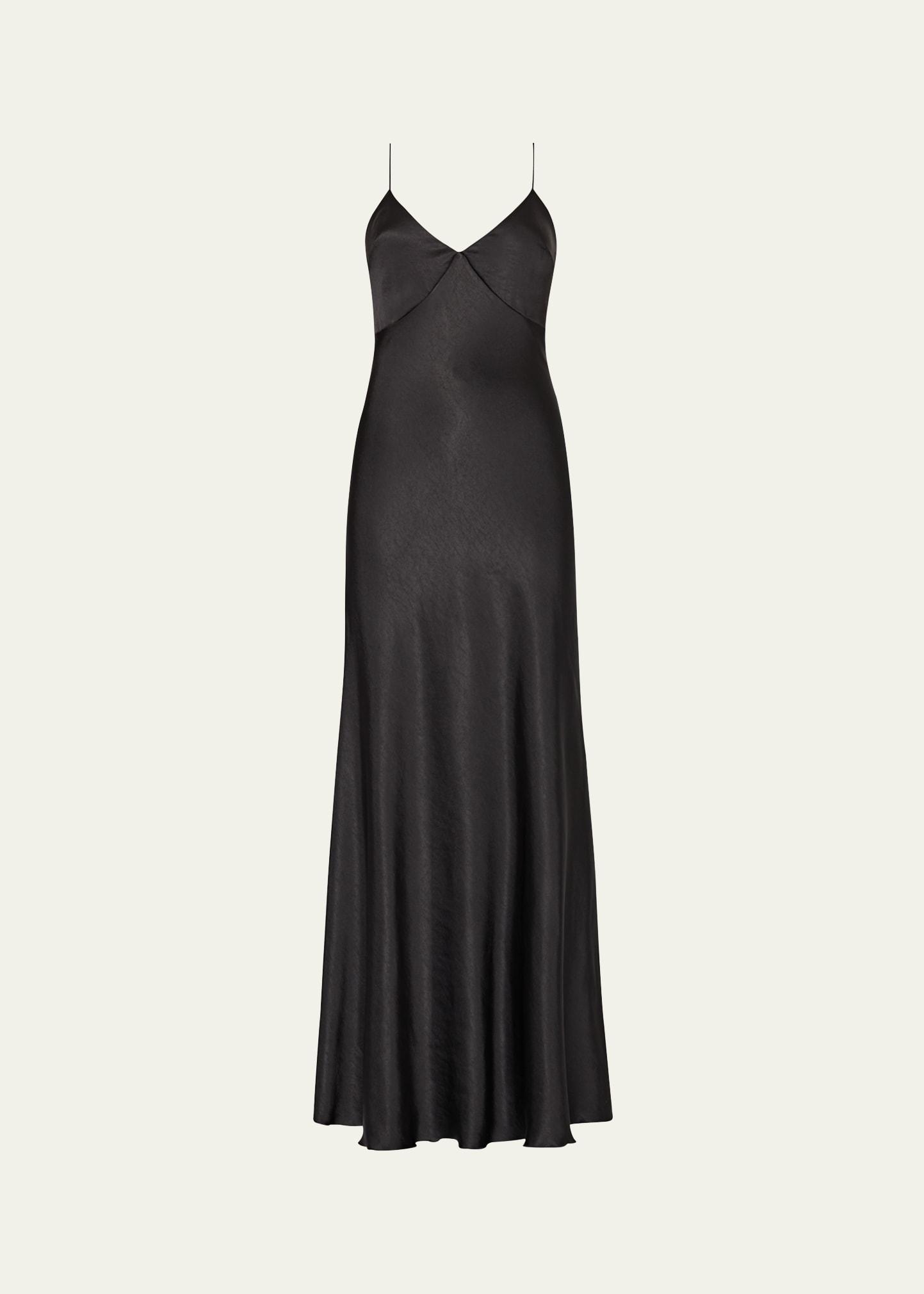 addie cutout hammered satin cami maxi dress