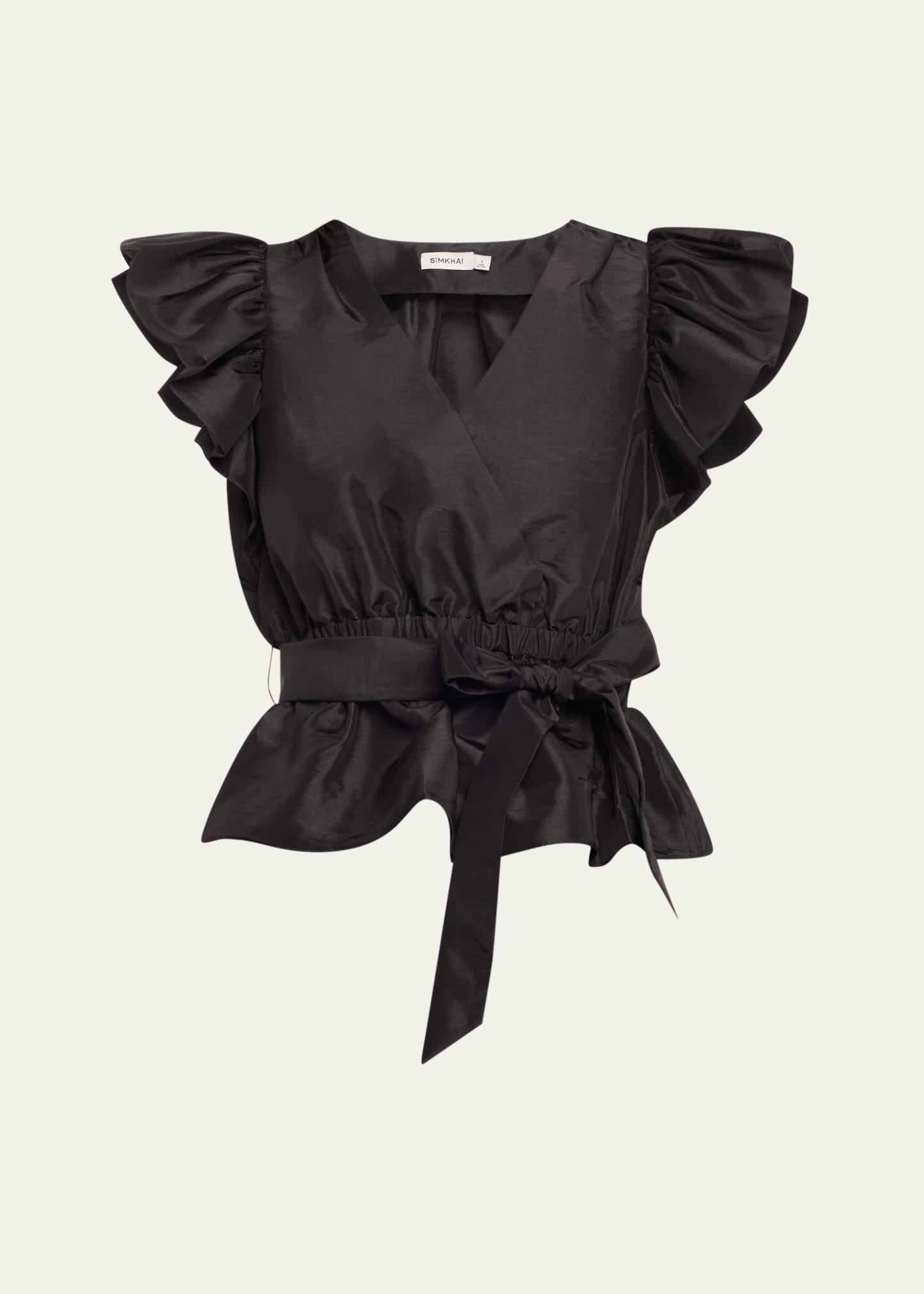 adelaide ruffle-sleeve wrap top