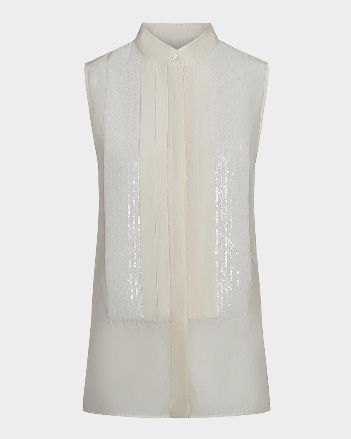 adele sequined semi-sheer blouse