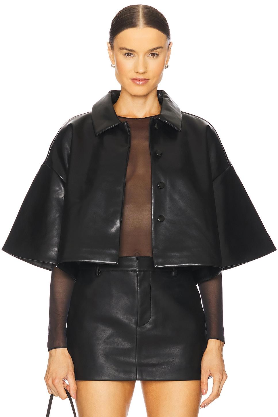 adi faux leather cropped jacket