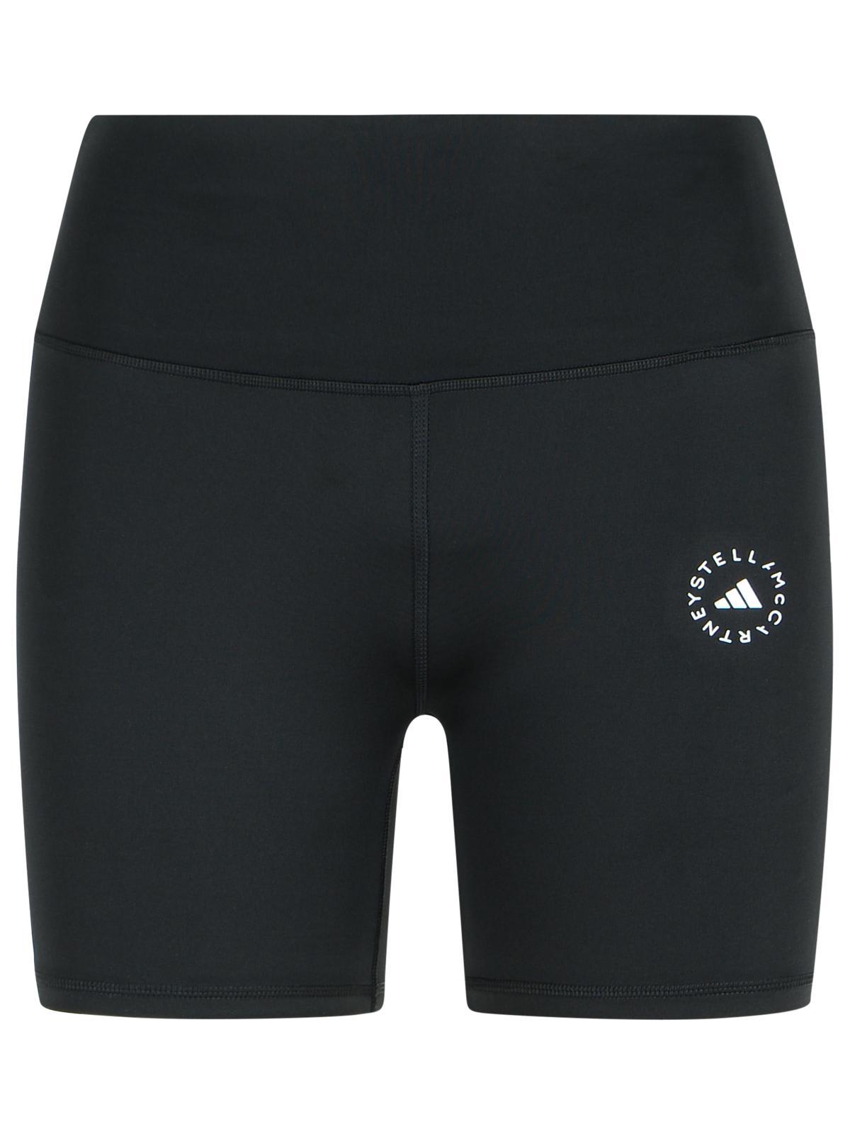 adidas by stella mccartney black polyester blend training shorts