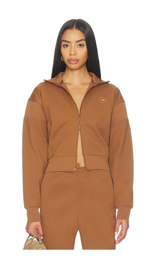 adidas by stella mccartney knitted track top in brown.