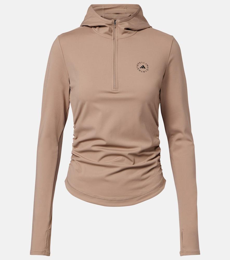 adidas by stella mccartney logo technical half-zip hoodie