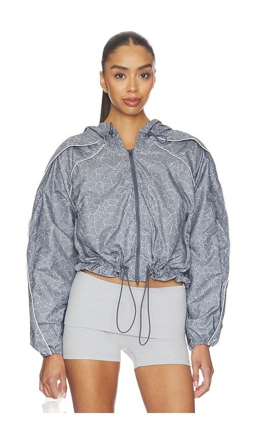 adidas by stella mccartney running print jacket in grey.