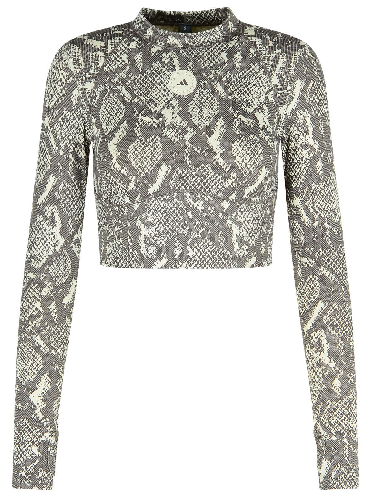 adidas by stella mccartney snake print crop polyester blend sweater