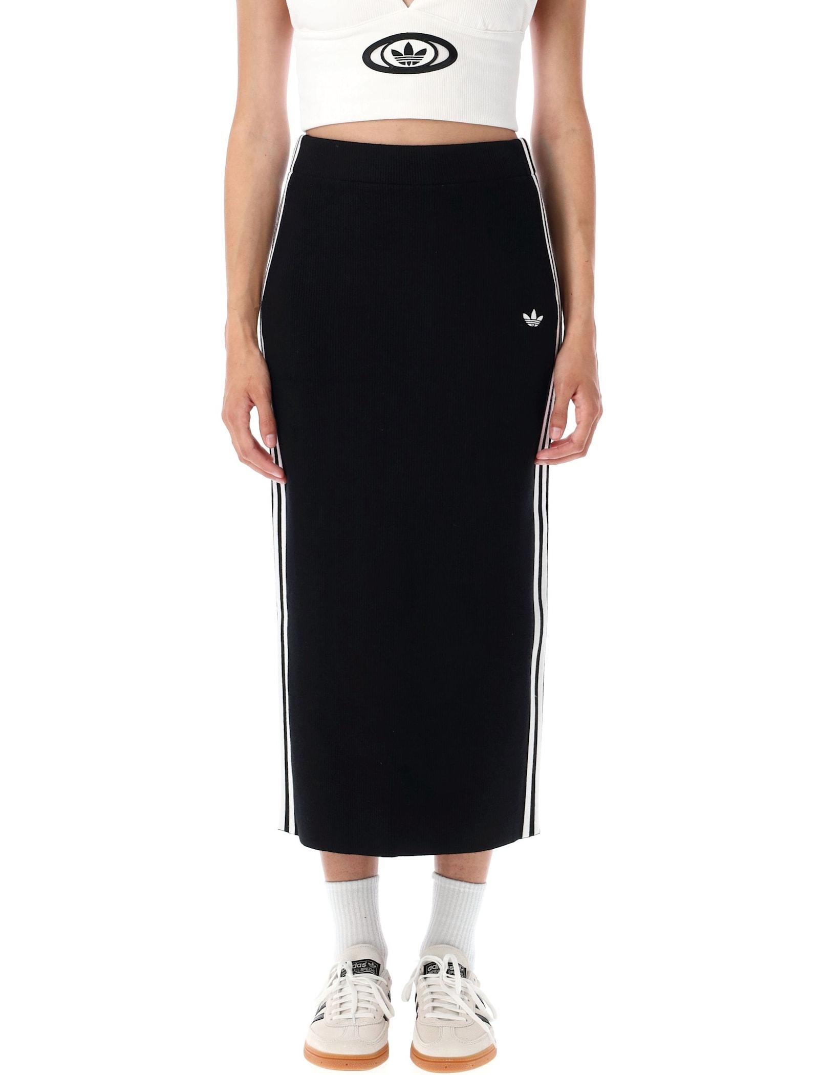 adidas originals adicolor rib knit 3-stripes skirt