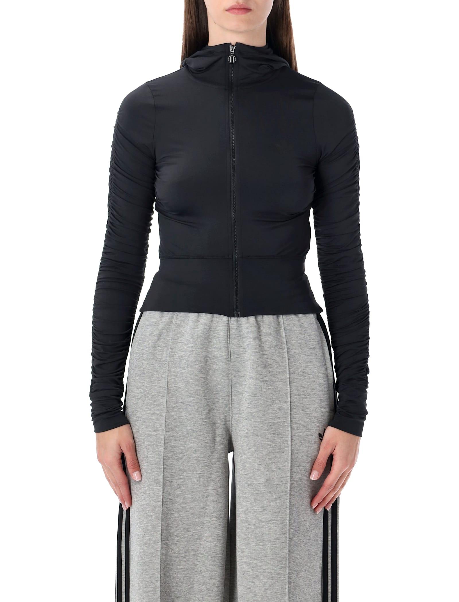 adidas originals black ruched training jacket
