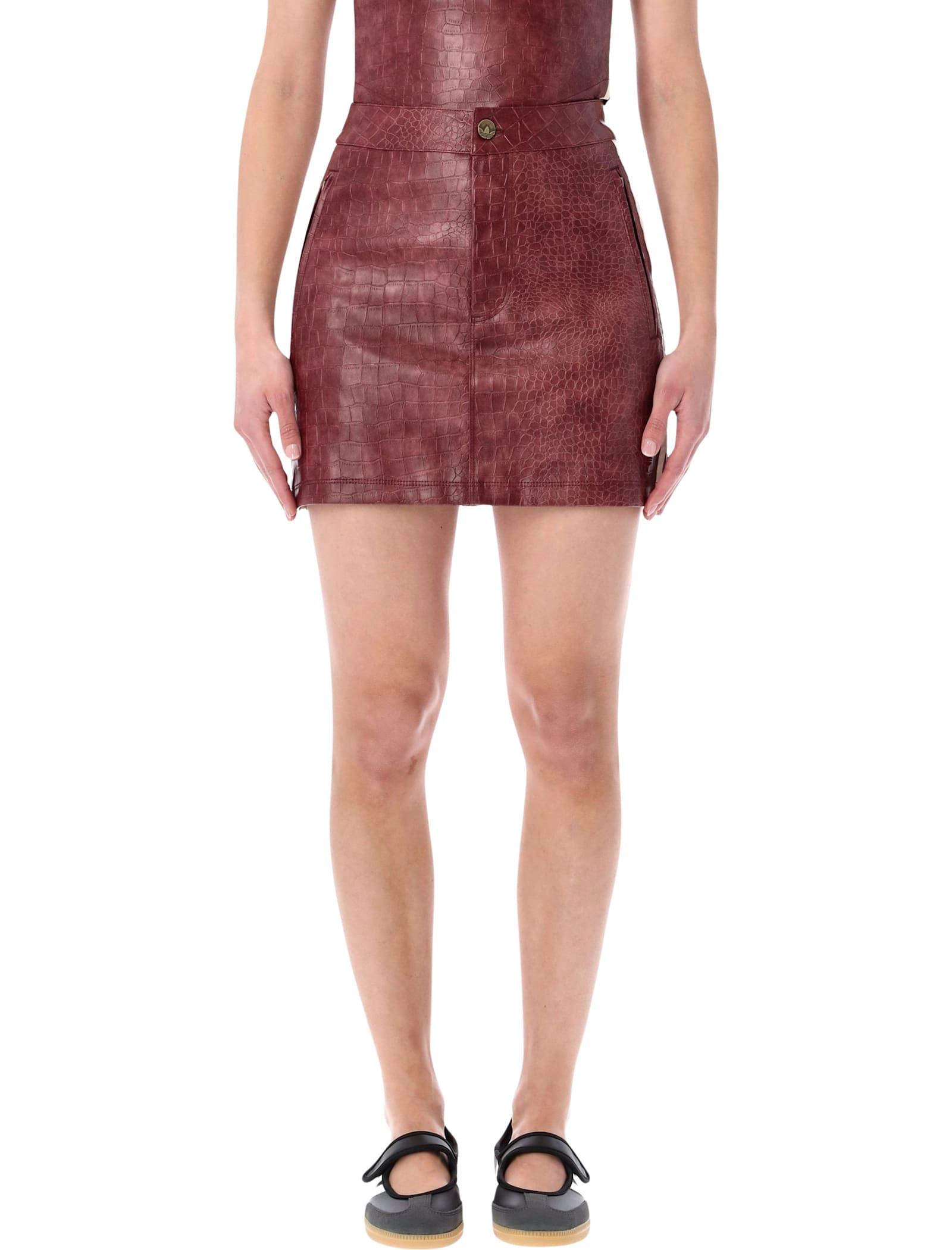 adidas originals burgundy faux leather mini skirt