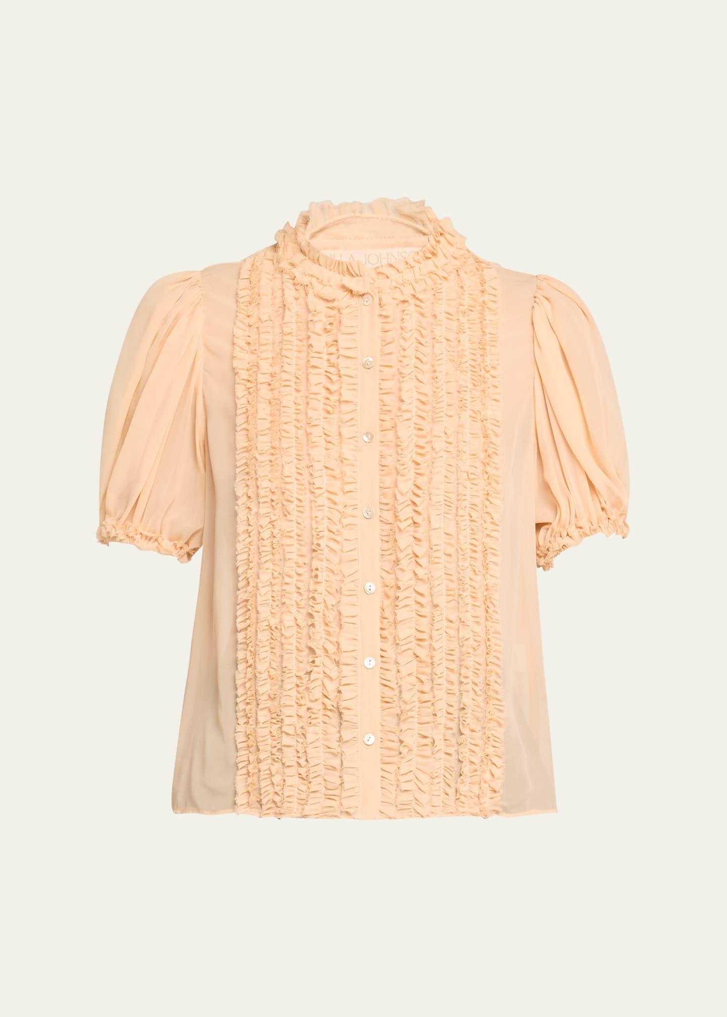 adira ruffled silk top