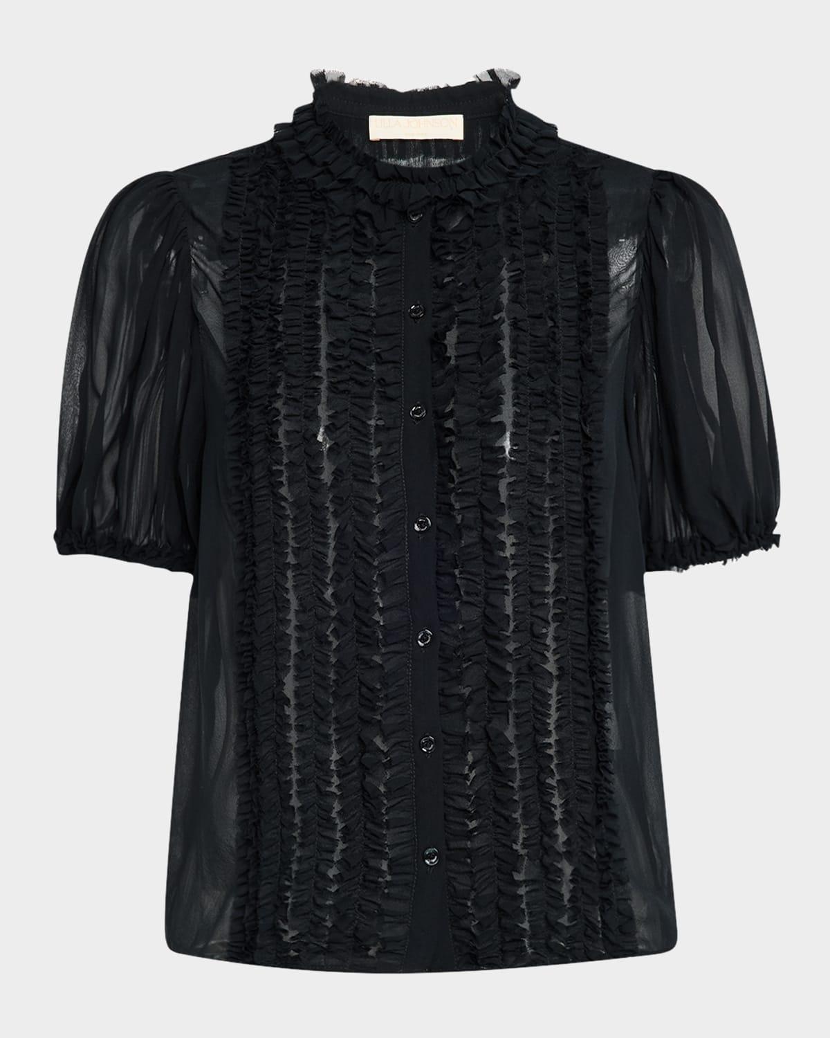 adira ruffled silk top