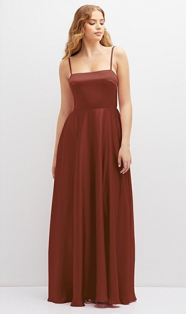 adjustable sash tie back satin maxi dress with full skirt