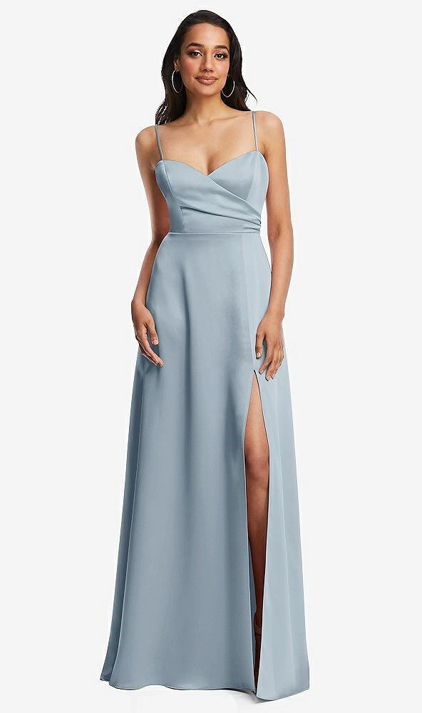 adjustable strap a-line faux wrap maxi dress