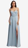 adjustable strap a-line faux wrap maxi dress