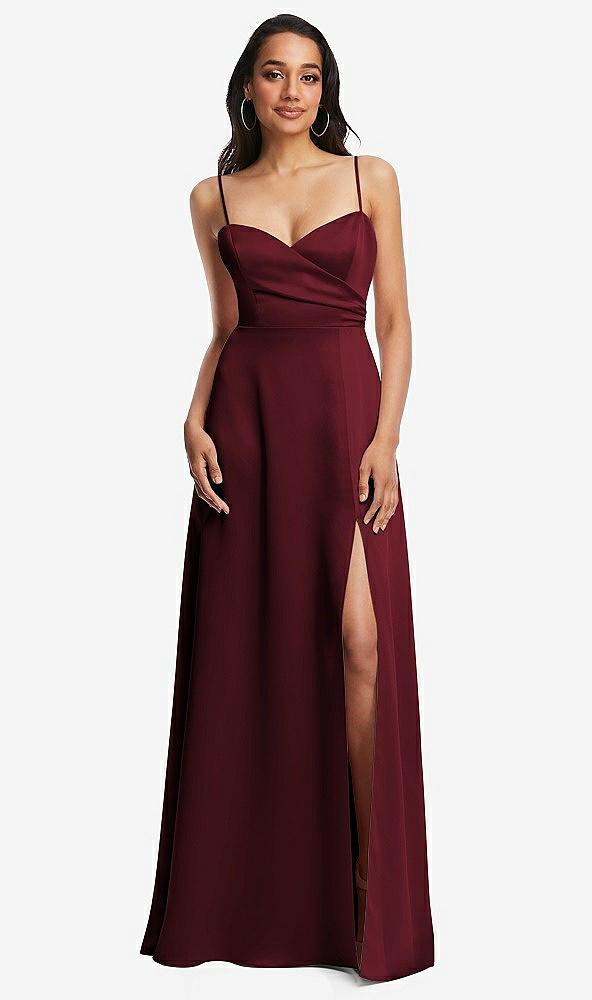 adjustable strap a-line faux wrap maxi dress