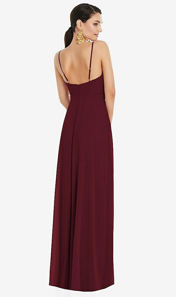adjustable strap wrap bodice maxi dress with front slit