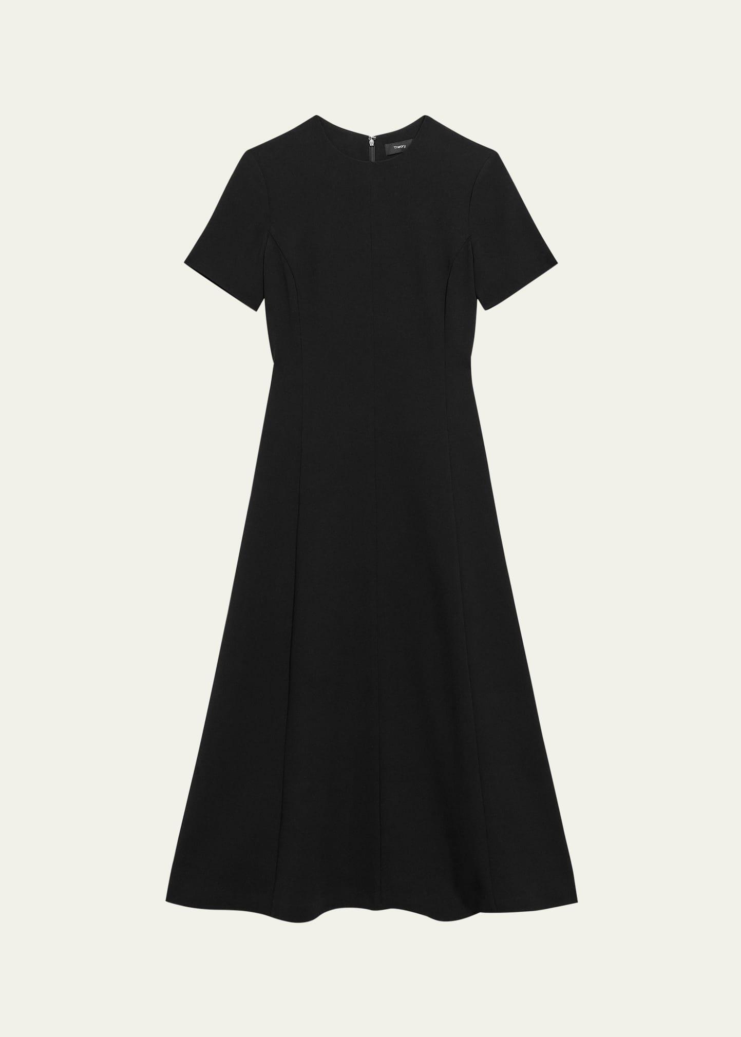 admiral crepe flared short-sleeve midi dress