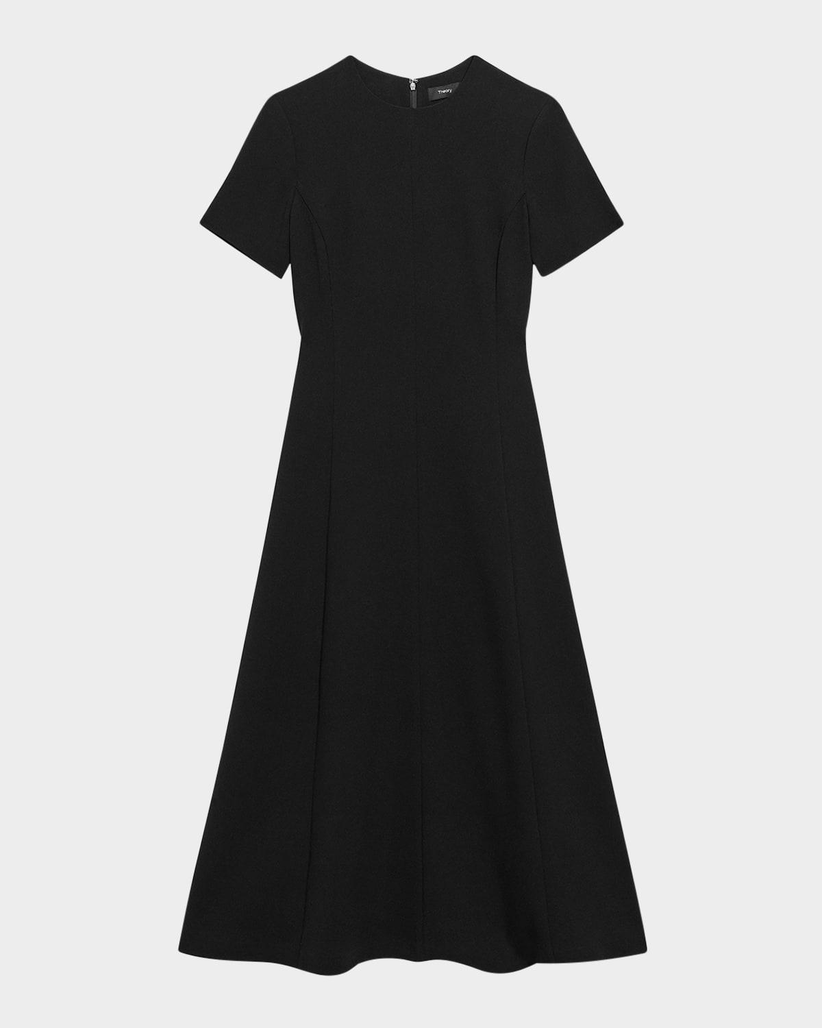 admiral crepe flared short-sleeve midi dress