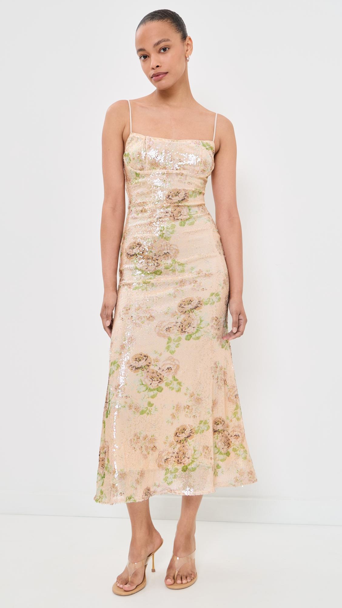 adoni sequin mesh midi dress