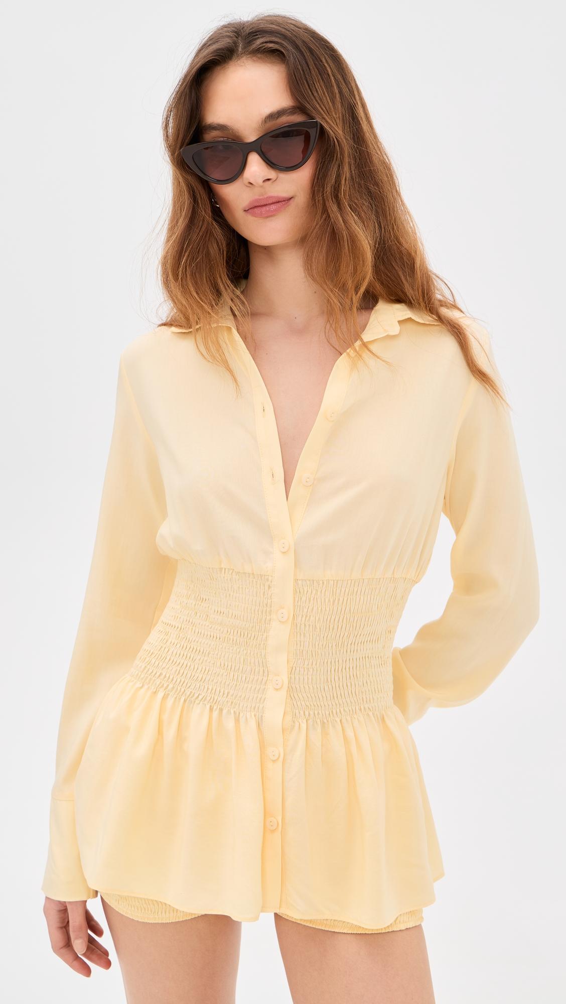 adora long sleeve shirred shirt