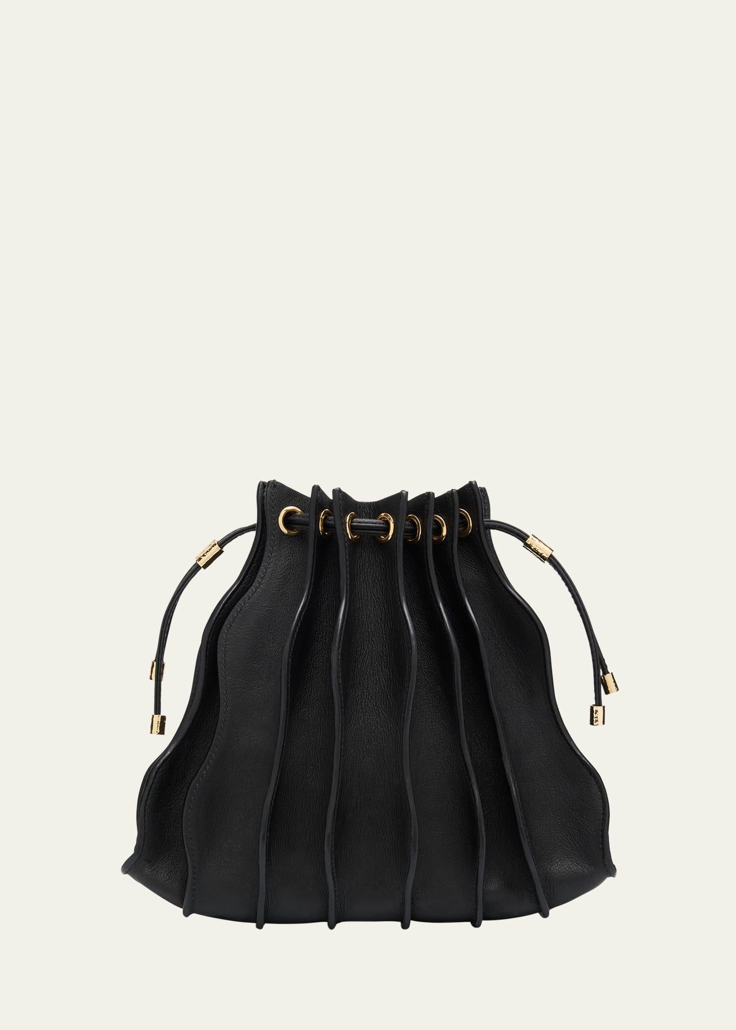 adria wave pleated leather crossbody bag