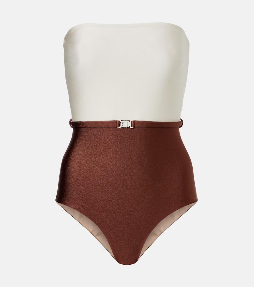 adriana degreas bicolor belted swimsuit