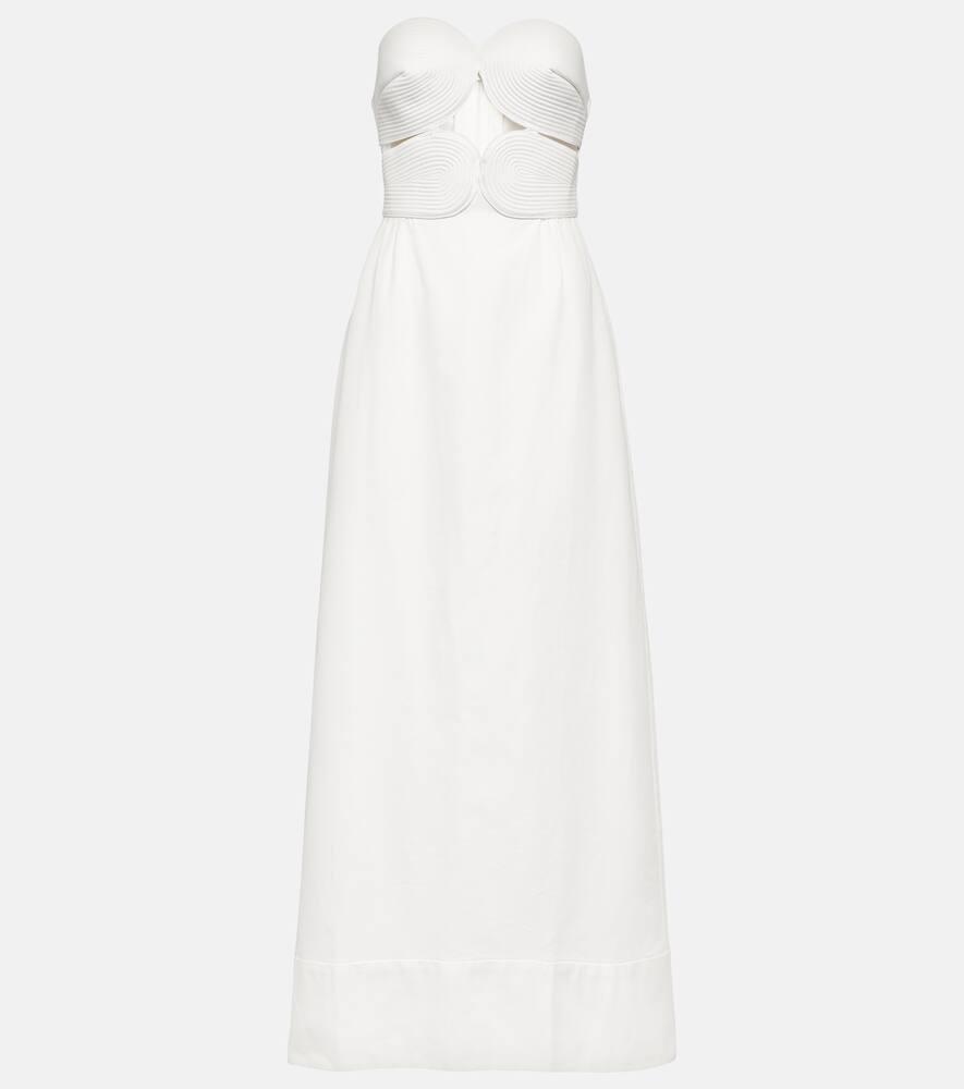 adriana degreas matelassé cutout strapless maxi dress