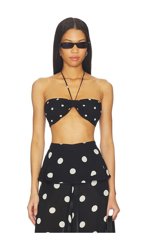 adriana degreas polka dot bandeau top in black.