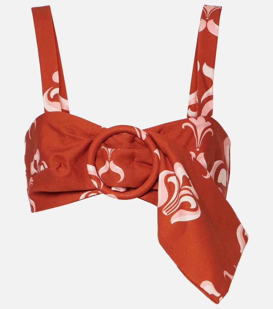 adriana degreas printed cotton crop top