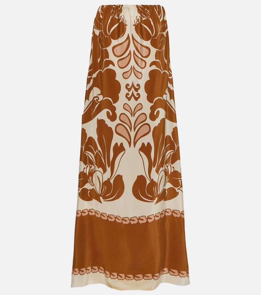 adriana degreas printed strapless silk maxi dress