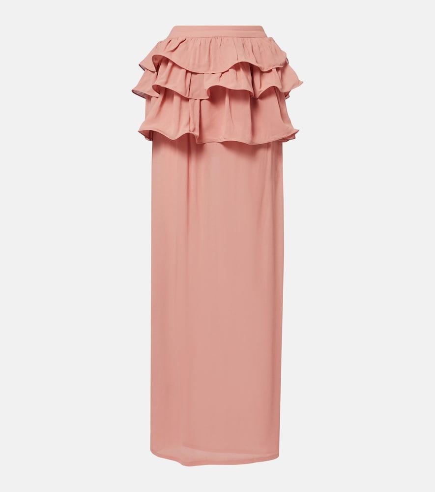 adriana degreas ruffled maxi skirt