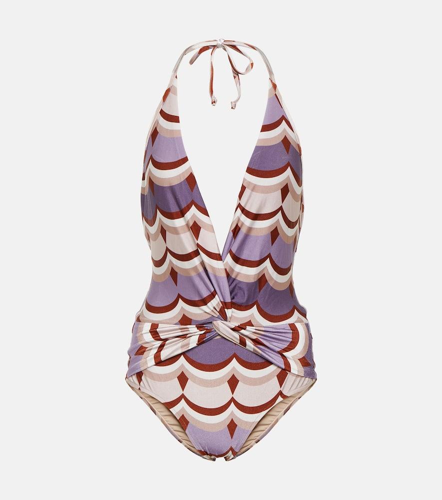 adriana degreas vintage waves printed swimsuit